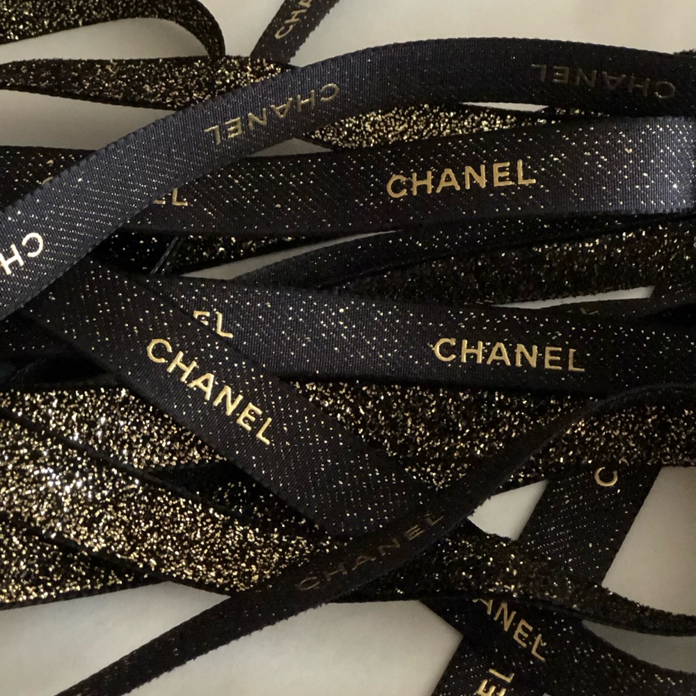 7 Yards Black/Gold Chanel Ribbon
